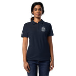 Women’s Navy Blue "Let’s Go Surfing" Embroidered Polo T-Shirt