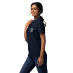 Women’s Navy Blue "Let’s Go Surfing" Embroidered Polo T-Shirt